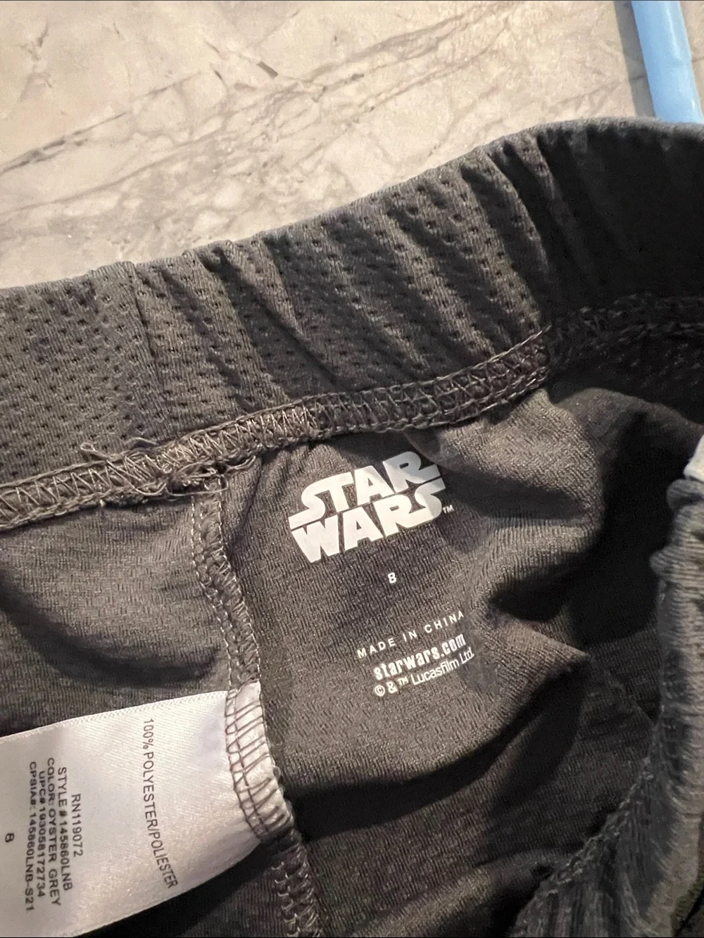 Boy’s Gray Athletic Shorts with Star Wars Bounty Hunter Emblem with side stripes